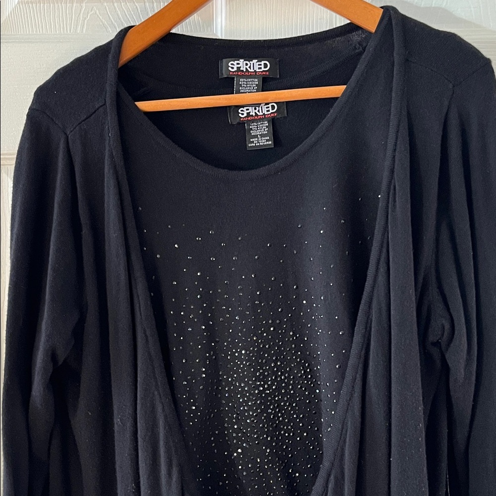 Spirit 2 Piece Black Cardigan with Tank sweater set - Picture 2 of 7